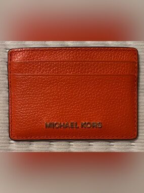 Michael Kors orange pebbled leather cardholder - Like New